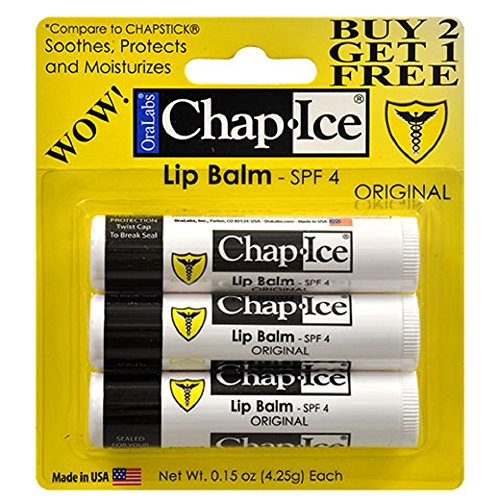 ChapIce Variety Lip Balm Sun Screen SPF 4 & 15, Moisture, Original