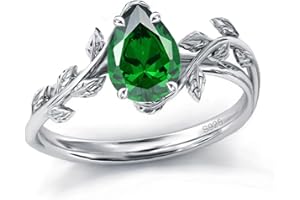 Wasee Natural Moss Agate Ring 925 Sterling Silver Opal Birthstone Ring 925 Sterling Silver Leaf Promise Ring for Her Birthday Anniversary Jewelry for Women