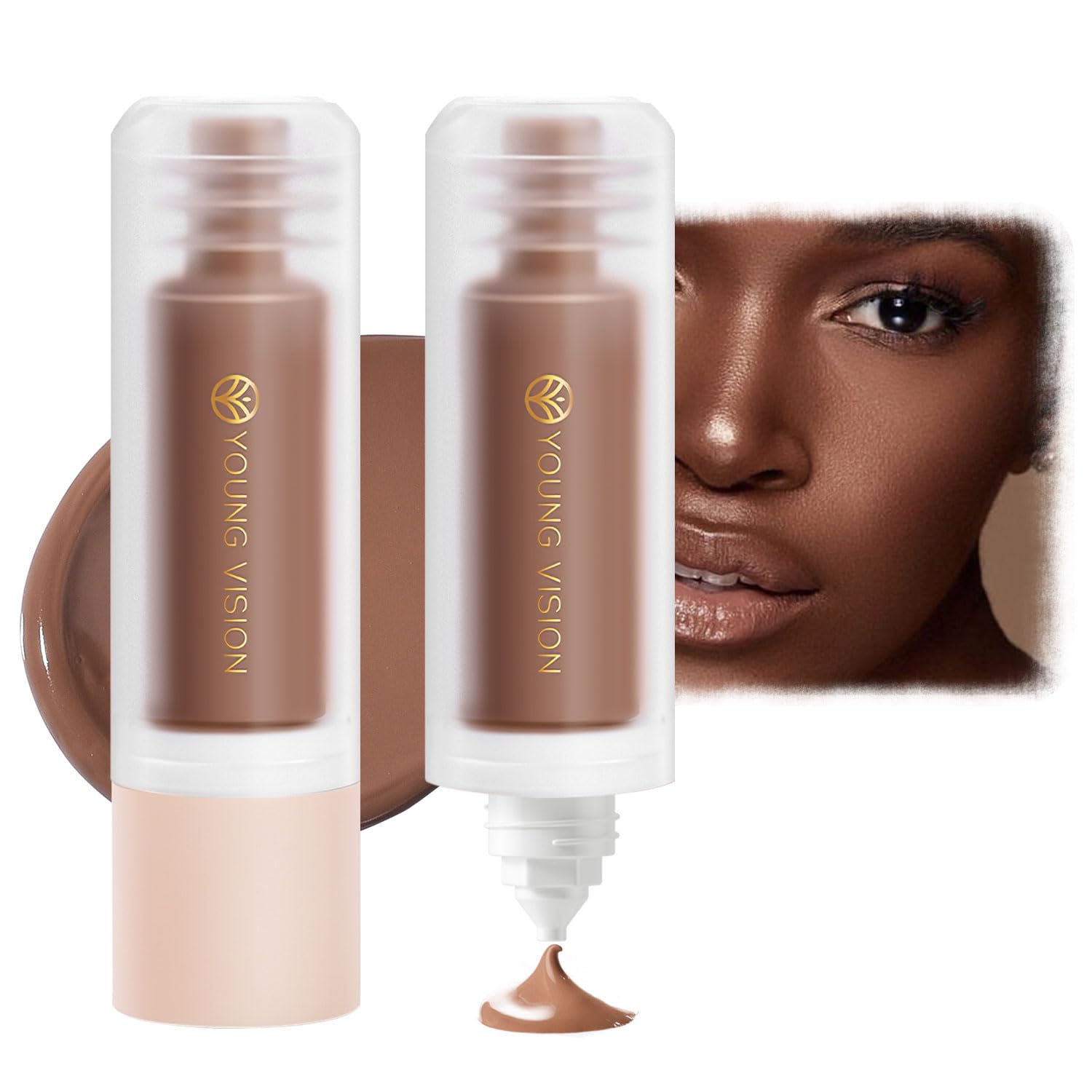 Full Coverage Foundation for Mature Skin - Long Wear Matte Face Foundation, Bottom Press Liquid Foundation Removable, Full Coverage Foundation for Women and Girls (06#, 40ml)