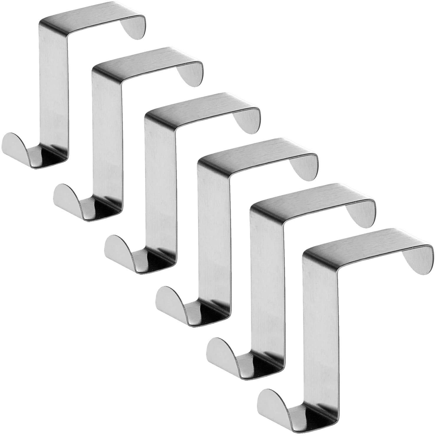 WHITE BERRY Over The Door Hook Hanger Z-Shaped Heavy-Duty Storage for Coat Towel Bag Robe Stainless Steel Finishing Versatile Coat Hooks for Kitchen Bathroom Bedroom Office Pack of 6.