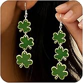 St. Patrick's Day Earrings for Women Cute Green Shamrock Dangle Earrings Irish Festival St. Patrick's Day Acrylic Clover Earing Trendy Accessories Jewelry Gift