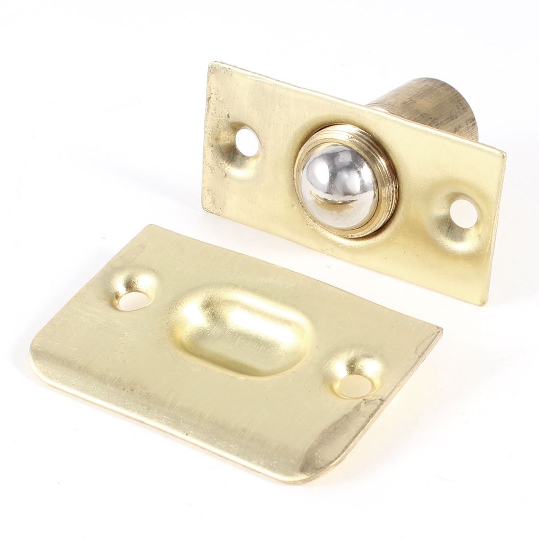 uxcell French Doors Fitting Metal Ball Catch w Strike Plate Gold Tone
