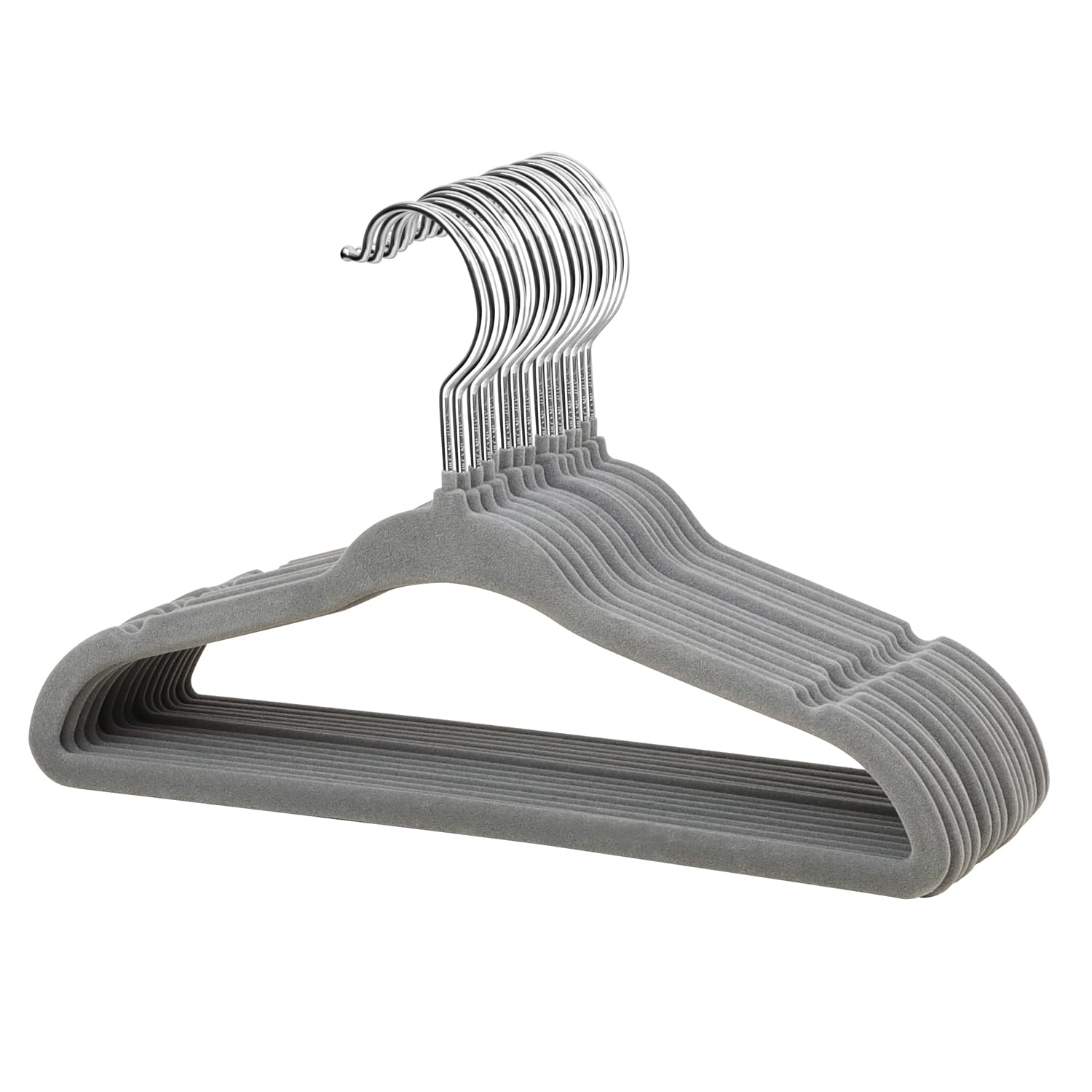 ManGotree Baby Velvet Hangers, Infant and Toddler Hanger, Non-Slip Children Hanger, Ultra-Slim Space Saving Kids Hangers, Sturdy Clothes Hangers 15 Pack (Grey)