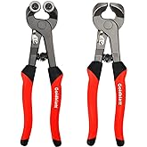 Goldblatt 2 Pieces Tile Nippers Set, Ceramic &amp; Mosaic Cutter Tools | Heavy Duty Carbon Steel, Tile Cutter, Soft Grip Handles, Porcelain Nippers, Wheeled Glass Cutter, Precision Trimming