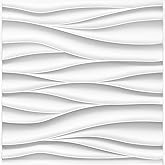 STICKGOO Wave 3D Wall Panels, White, 19.7" x 19.7", 12 Pack | PVC Accent Wall Panels for Interior Wall Decor, Living Room, Bedroom, Cover 32.4 Sq.Ft