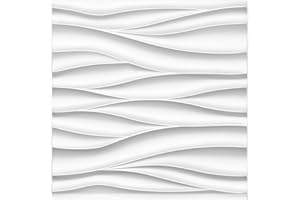 STICKGOO Wave Wall Panels for Interior Wall Decor, White 3D Wall Panels Accent Wall, Paintable 3D Wall Decor Covering Panels for Living Room Bedroom, Pack of 12 Tiles