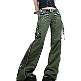 Yuemengxuan Indie Aesthetics Jeans for Women Gothic Punk Wide Leg Long Length Denim Pants Y2k Loose Casual Jeans Streetwear