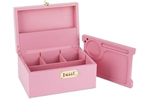 OZCHIN Large Bamboo Box with Combination Lock Decorative box for Home Locking Storage Bamboo Box (Pink)