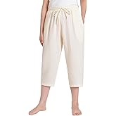 Weintee Women's Cotton Gauze Capris with Pockets for Summer
