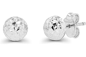 DECADENCE Solid 14K Yellow or White Gold 6mm-12mm Diamond Cut Ball Stud Earrings For Women | 14K Gold Backs | Italian Hypoallergenic Studs For Women