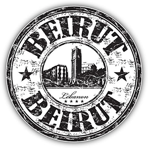 Beirut Lebanon Grunge Rubber Travel Stamp Art Decor Bumper Sticker 5'' x 5''