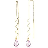 Galaxy Gold GG 14k Solid Gold Threaded Earrings with Pink Topaz