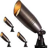 Gardencoin Solid Brass Outdoor Landscape Spotlights, 12V Heavy Duty Low Voltage LED Landscape Lights Waterproof for Garden Uplighting, Bronze Accent Lighting Fixture Without Bulb (Classic, 4 Pack)