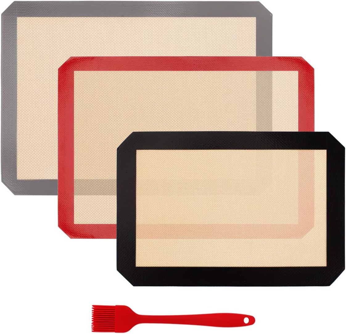 Silicone Baking Mat Set, Half Sheets Cooking Macaron Pastry Mats, Non-Stick Large Liner 11 5/8 ×16 1/2: Kitchen & Dining
