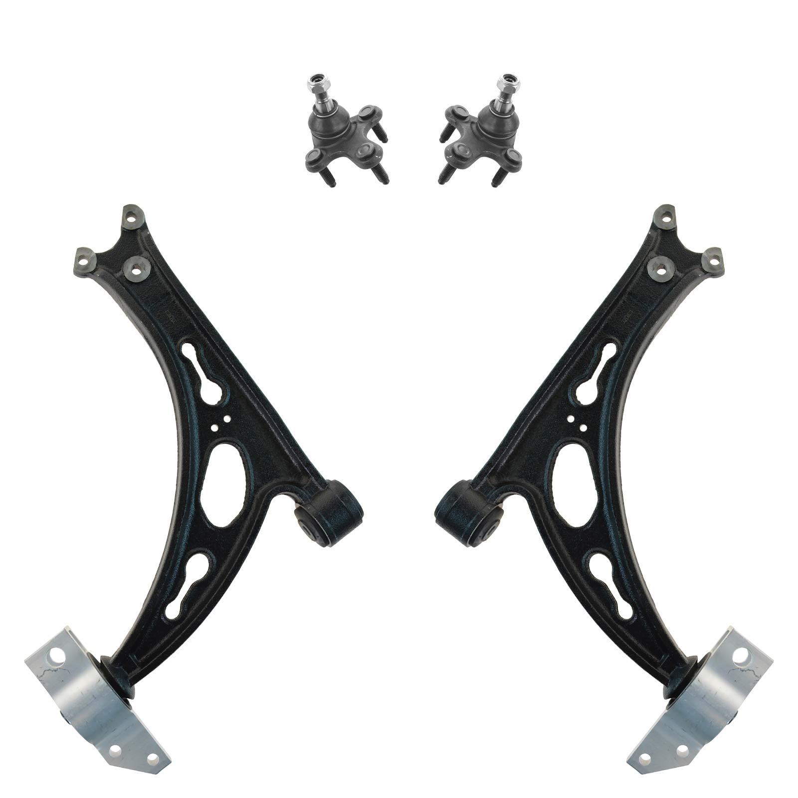 TRQ Front Lower Driver and Passenger Side Control Arm and Ball Joint Set 4 Piece Compatible with 06-09 Audi A3 06-09 A3 Quattro 06-13 Volkswagen GTI 10-14 Golf 06-10 Jetta 11-14 Jetta Image