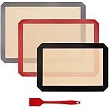 Silicone Baking Mat Set, Half Sheets Cooking Macaron Pastry Mats, Non-Stick Large Liner 11 5/8 ×16 1/2