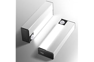 Homelist Under Cabinet Lighting, Wireless Under Cabinet Lights Motion Sensor Indoor, Battery Operated Closet Lights, Under Counter LED Night Light Rechargeable for Kitchen Hallway Stair 2Packs Silver