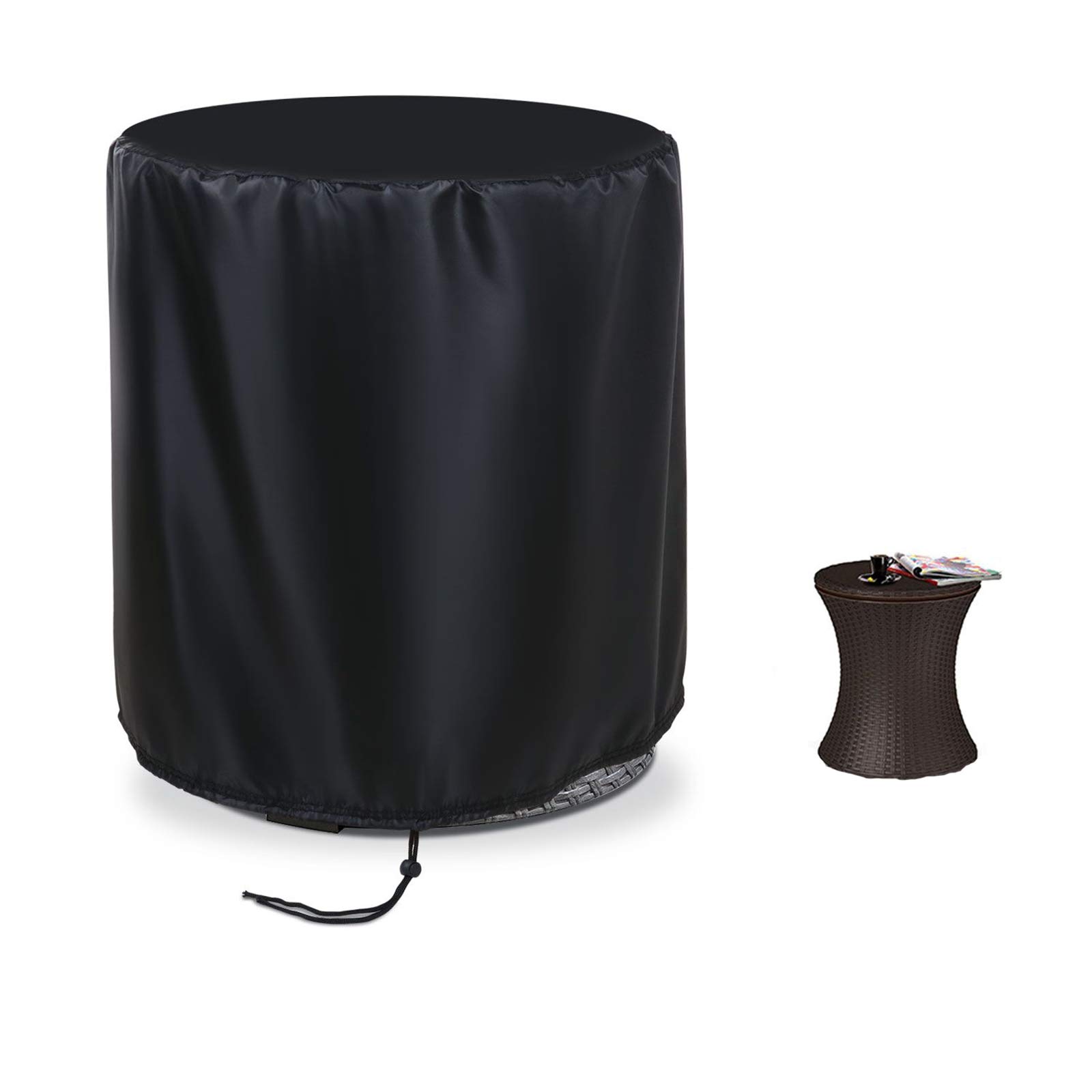 Iptienda Outdoor Table Cover Round, Garden Table Cover Waterproof with Bottom Drawstring, Small Furniture Covers for Side/Coffee/Bucket Tables-52x58cm