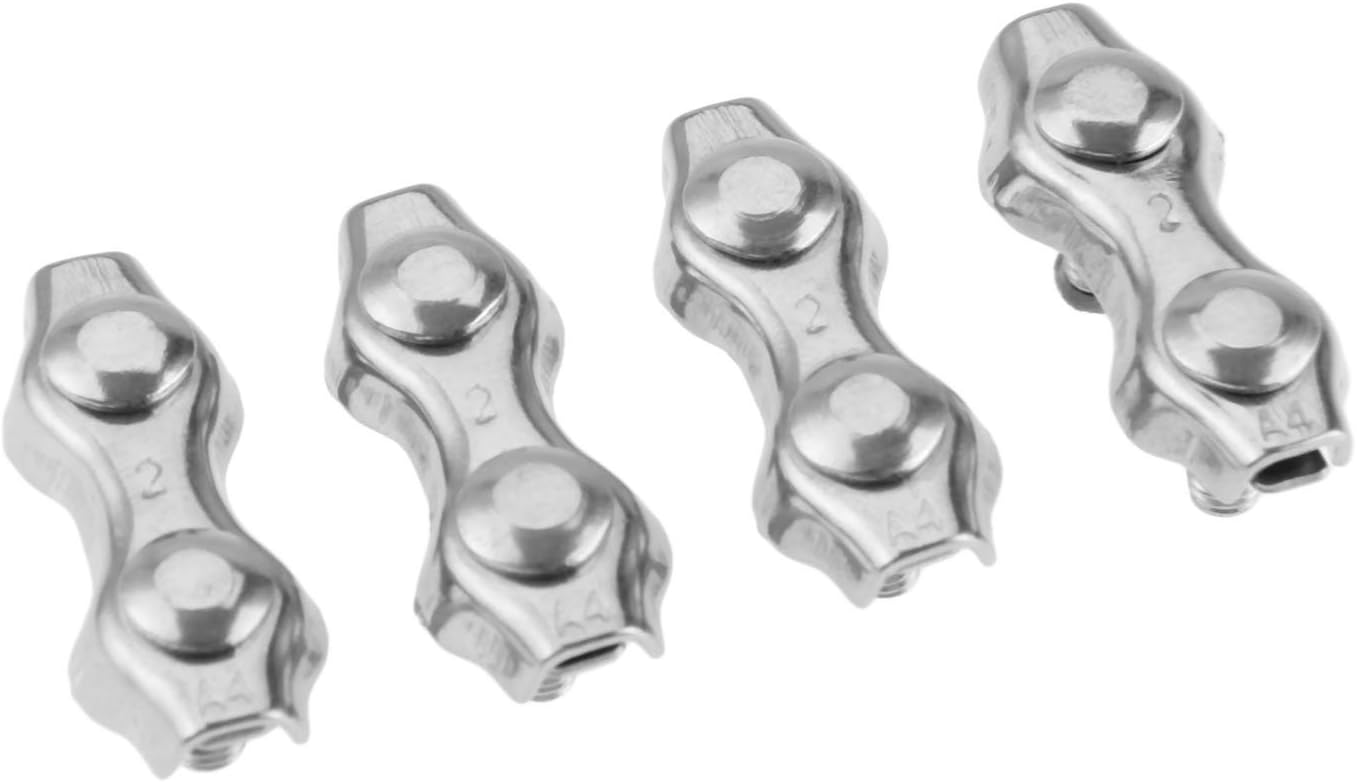316 2mm 4 Pcs Duplex Wire Rope Grips Stainless Steel Wire Rope Cable Clamp Clips