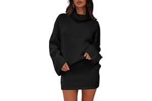 Langwyqu Womens 2 Piece Outfits Sweater Sets Turtleneck Oversized Sweaters and Mini Skirts Fall Winter Trendy Loungewear