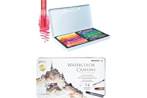 EUTUXIA MUNGYO Watercolor Crayons, Professional Crayons, 24 Colors Premium Watercolor Crayon, Multipurpose Crayon Sticks on Any Surfaces for Artists, Professional, School, and Crafts.