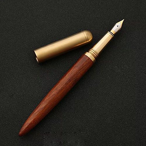 Classic Design Brass Ebony Sanders Wooden Business Pen, Sign Fountain Pen Writing set for Calligraphy Signature Executive Business with a Gift Box (0.7mm Fountain Pen, Style4)