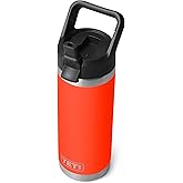 YETI Rambler 18 oz Bottle, Vacuum Insulated, Stainless Steel with Color Matching Straw Cap, Solar Flare