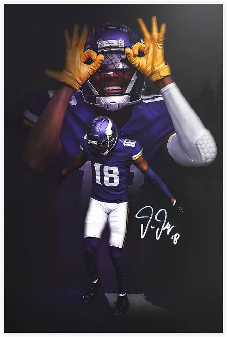 Wall Décor - Sports Poster Justin Jefferson (2) Canvas Poster Bedroom Decor Sports Landscape Office Room Decor Gift 12x18inch(30x45cm) Unframe: