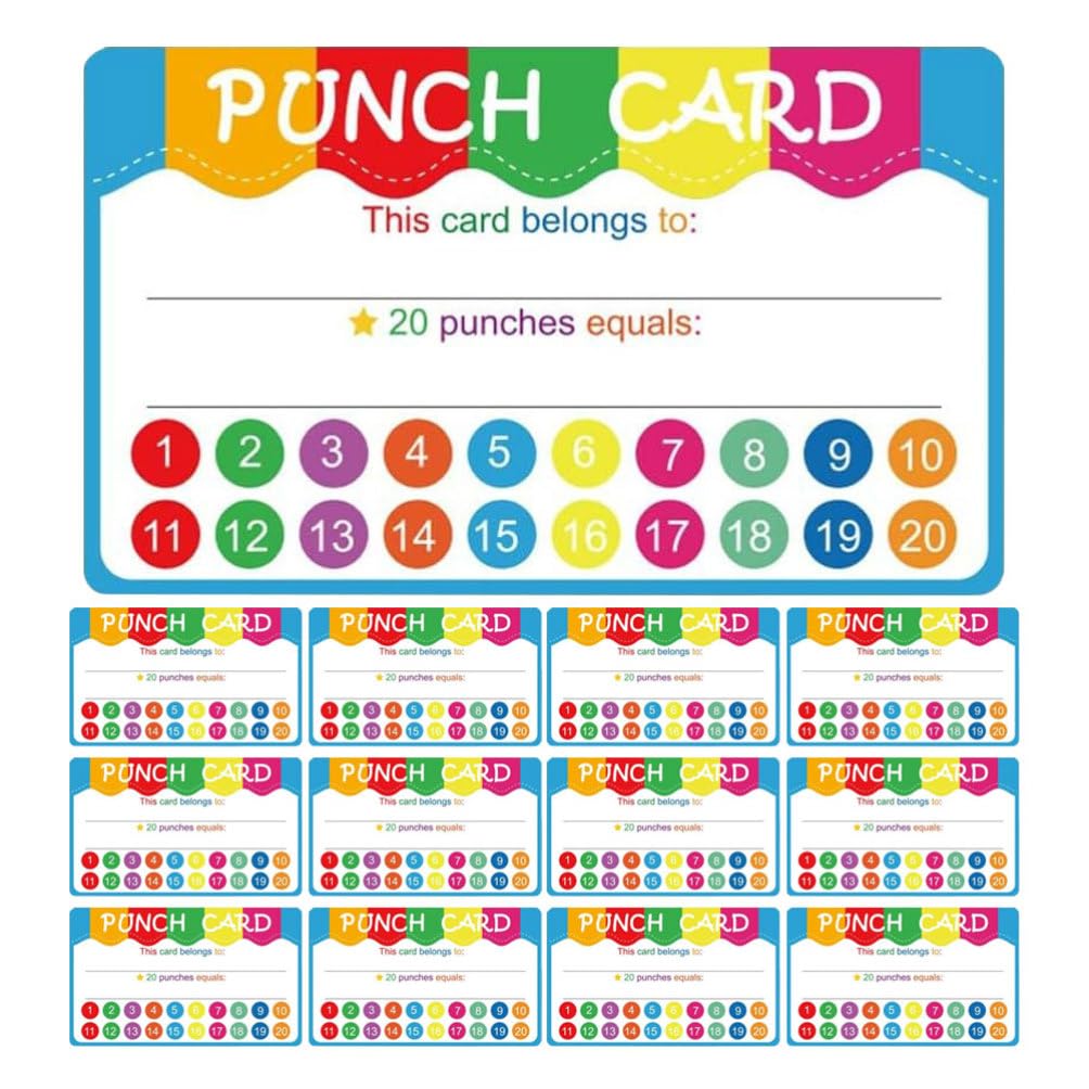 STOBOK 50 Pcs Punch Cards Kids Behavior Reward Incentive Punch Card for Kids Business Classroom Students Teachers