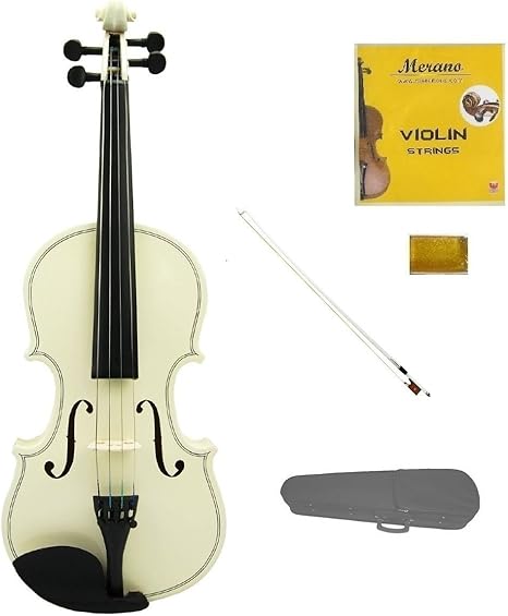 Amazon Merano 3 4サイズホワイトバイオリンケースwithホワイト弓 フリー ロジンand Extra Set Of Strings For Beginners 学生 ギフト おもちゃ ギター 弦楽器 おもちゃ