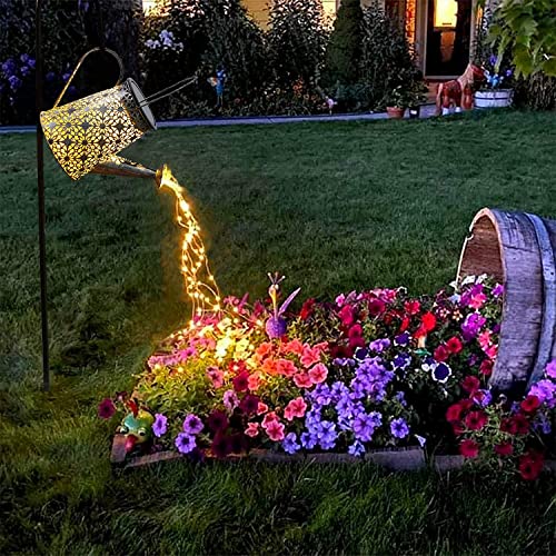 VOOKRY Solar Gießkanne Lichter, Große Retro Metall Hängende Solarleuchten Outdoor Wasserdicht, Geschenke für Frauen Mama Oma Geburtstag, Außen Hof Gar