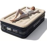 SENNOUL Twin Air Mattress Built in Pump, 18" Raised Blow up Bed,650lb | Inflatable Mattress, Advanced Coil-Beam Support, 2 Mins Inflation, 50% Thicker PVC, Waterproof, 10 Year Manufacturer Support