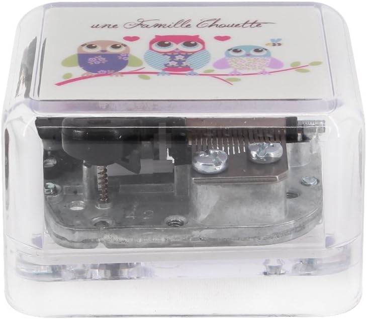 Rosee Box Vintage Owl Wooden Hand-carved Mechanism Music Box Castle in the Sky Melody Wind Up Music Box Perfect Gift(Small)