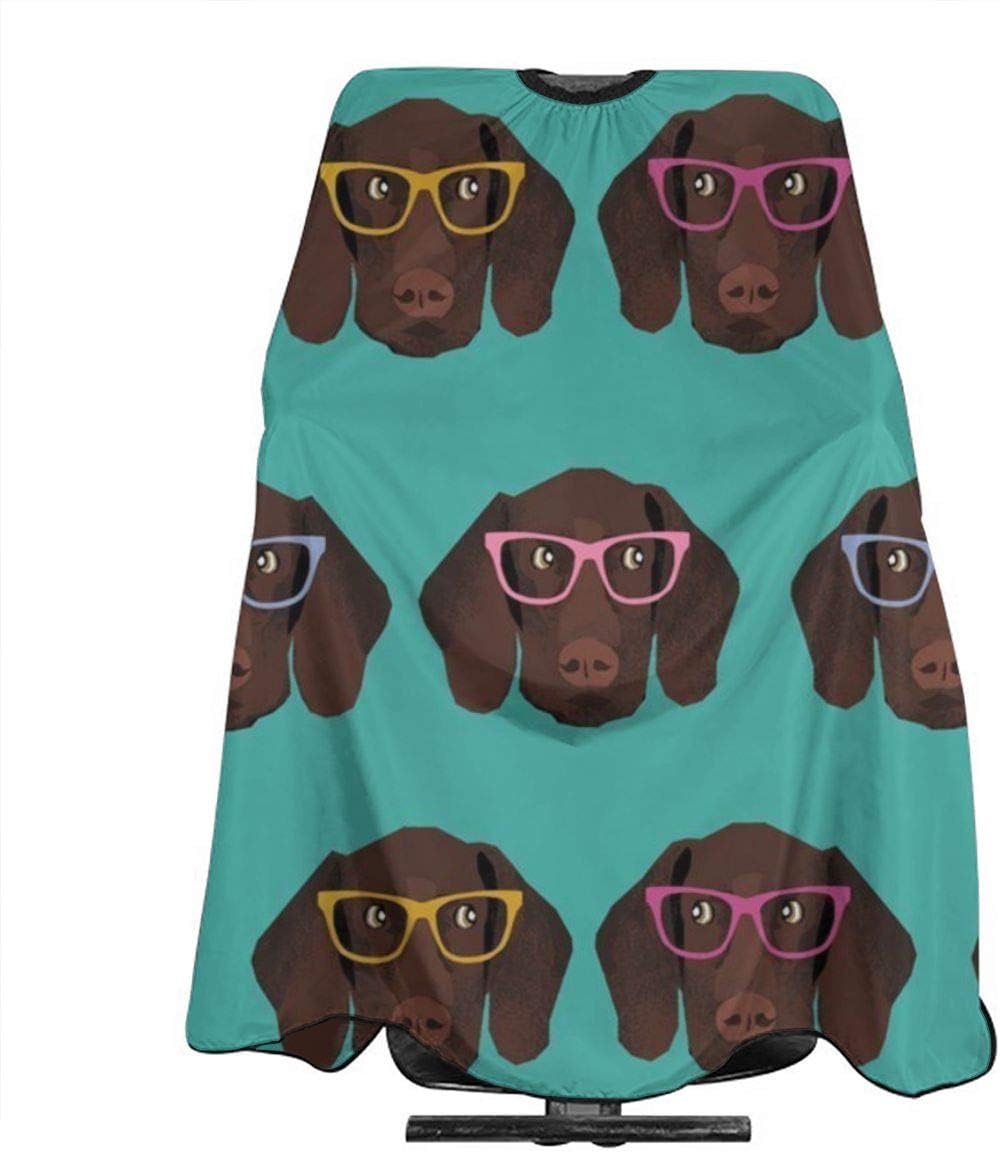 NiYoung Professional Salon Cape for Adults, Waterproof German Shorthaired Pointer in Glasses Salon Cape Lightweight Hairdressing Apron Hair-Cutting Gown, Skin-Friendly