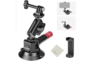 NEEWER 3" Suction Cup Mount with Phone Holder Action Camera Adapter Compatible with iPhone GoPro DJI Insta360, Ball Head Magi
