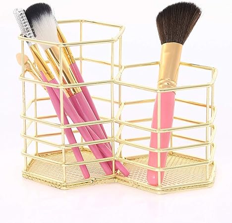 LXD Soporte de la pluma del hexágono doble nórdico del hogar Cesta de