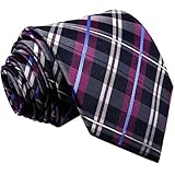 S14 Shlax&Wing Extra Long Size Checked Purple Mens Neckties Ties Silk