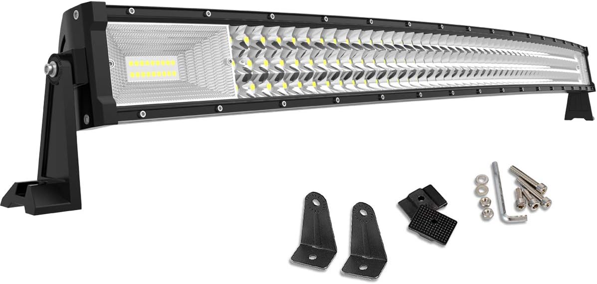 Maxiii 42inch Curved LED Light Bar Triple Row, 540W 54000LM Brighter 7D Off Road Driving Light No-Foggy Lens for Jeep Trucks ATV Cars Boats