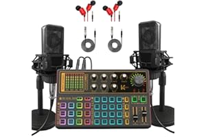 sktome K300 Sound Effects Board, Podcast Equipment Bundle for 2, Voice Changer Podcast Microphone Bundle - Multiple Sound Effects, Perfect for Podcasting, Recording, Singing, Streaming and Gaming