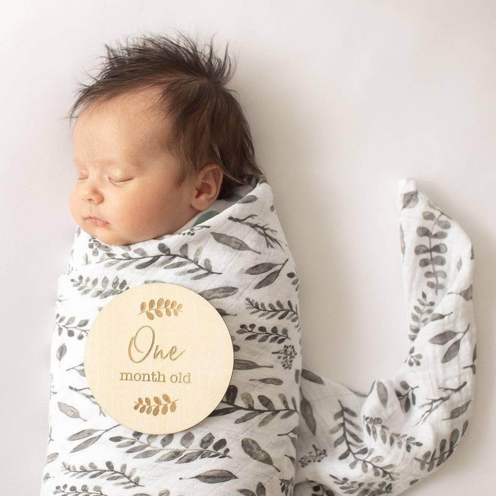Monthly Baby Milestones Moments Set Wooden Keepsake Disks