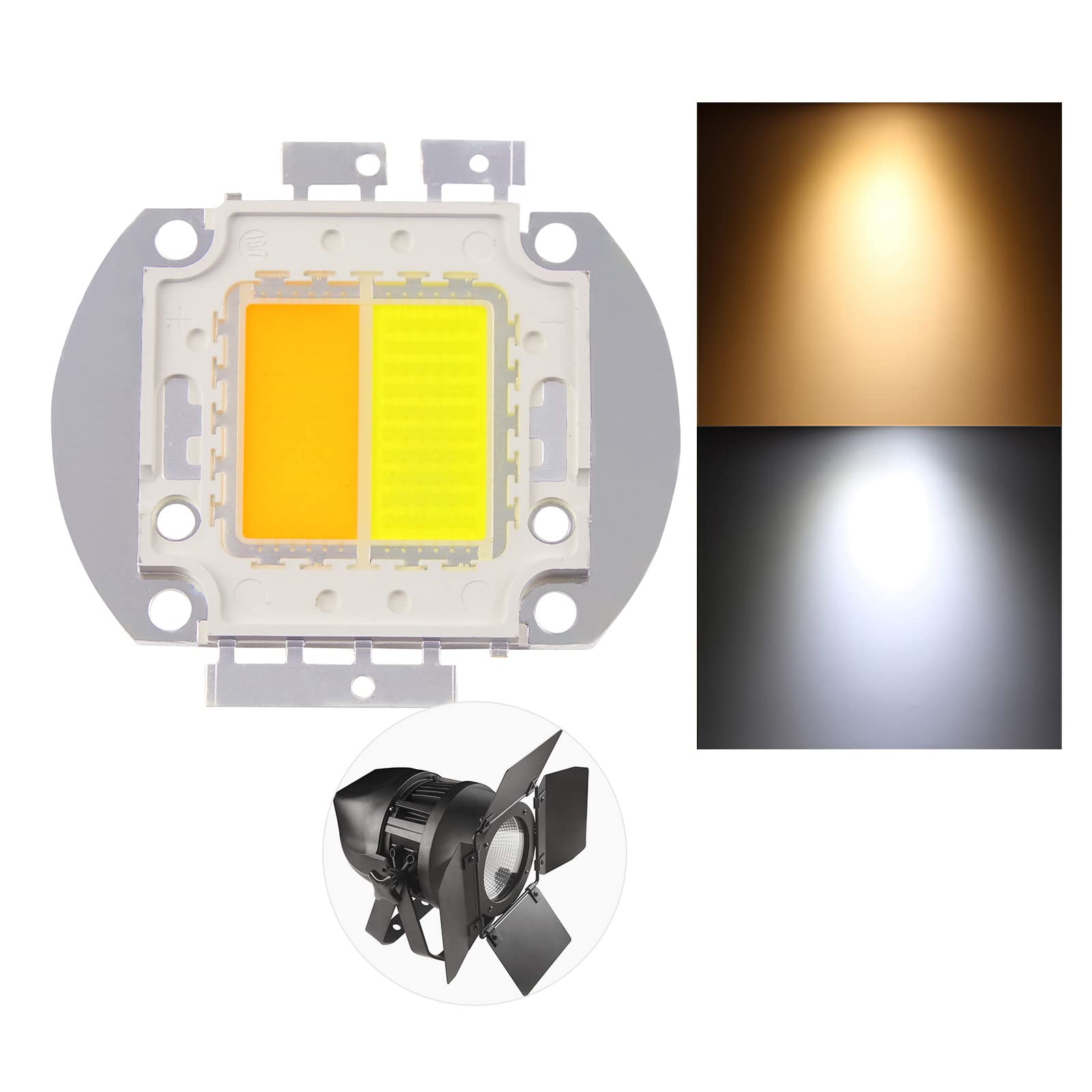 200W (Warm White 3200K+Cold White 6500K) Double Color Led SMD COB Integrated Light Source, Led Beads, Led Chip, Led Lamp Bulb for LED Stage Lights