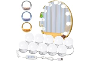HELOIE Led Vanity Mirror Lights,Vanity Lights for Makeup Dressing Mirror Lighting,10 Dimmable Bulbs,Adjustable Light Color & Brightness,USB Cable,Mirror not Included