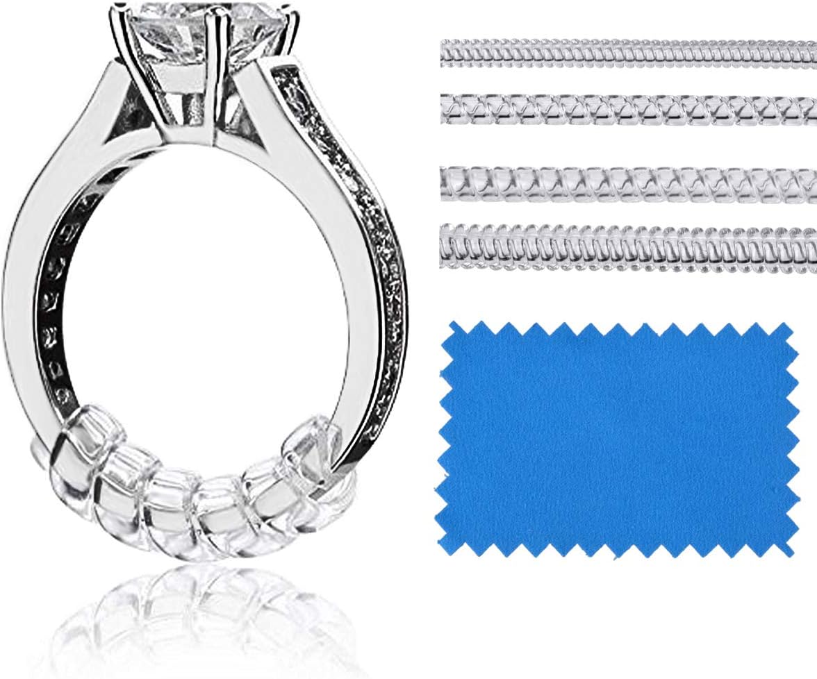 Heromor 20 Pièces Réducteur de Bague Invisible en Spirale TPU - Ajusteur de Taille pour Bagues