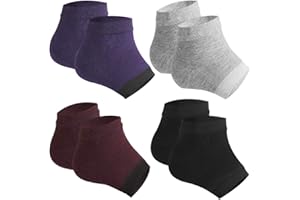 4 Pairs Heel Moisturizing Socks, DaKuan Open Toe Socks Cracked Gel Heel Socks Foot Toeless Cooling Heel Repair Socks for Women Dry Hard Cracked Feet- Purple, Gray, Brown, Black