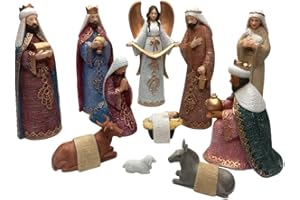 Comfy Hour Faith and Hope Collection Baby Jesus, Holy Family with Angel, Christmas Nativity Scene Figurine, Set of 11 Pieces, Polyresin