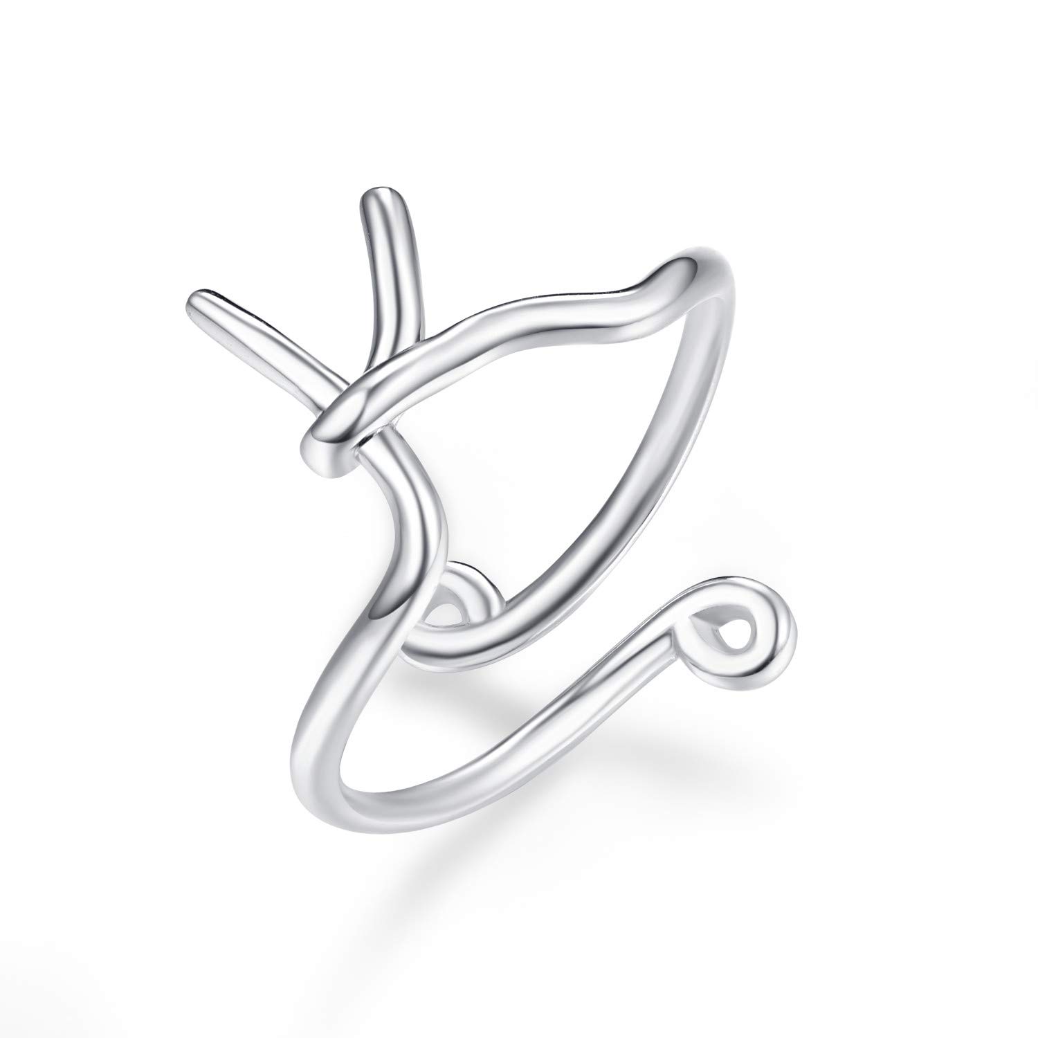 Letter Ring 925 Sterling Silver Stackable Ring Initial Letter Ring Adjustable for Women Girls (K)