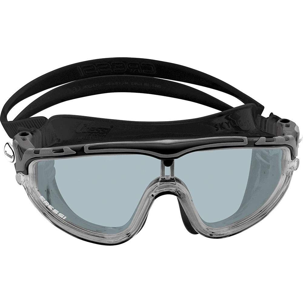 Cressi Skylight Swimming Goggles - Silicone Seal for Adult Swim Goggles - UV Anti-Fog Swimming Mask - Black/Frame Black Smoked Lens