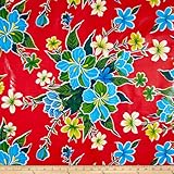 Oilcloth Hibiscus Red Fabric By The Yard