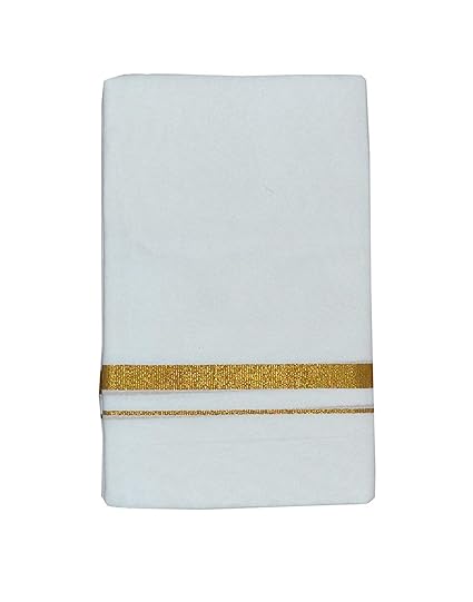 COTTON MEN'S COTTON DHOTI WITH ZARI BORDER(WHITE) (2 METER)