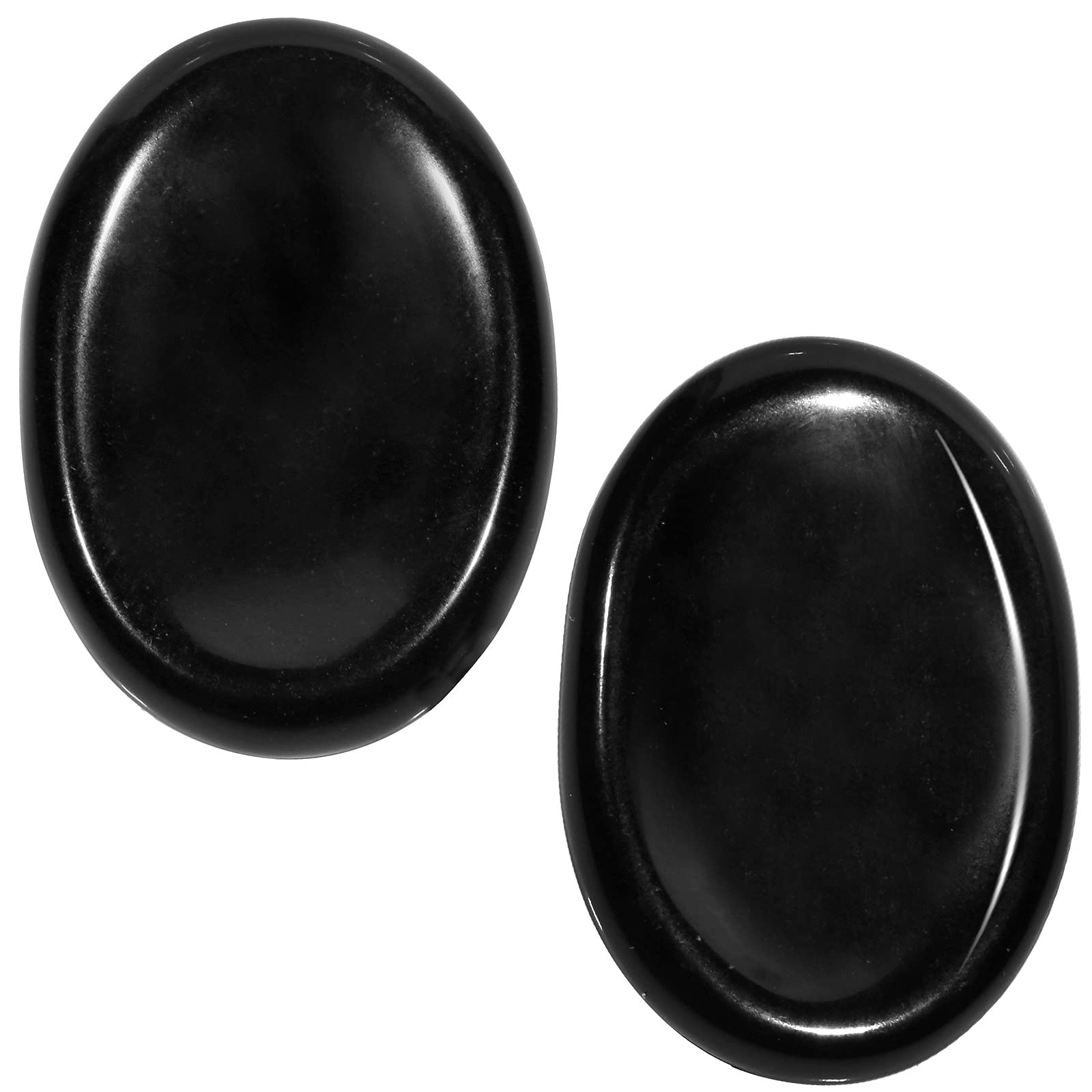 mookaitedecor Black Obsidian Polished Thumb Worry Stone, Oval Natural Palm Pocket Stone for Meditation Stress Relief Pack of 2